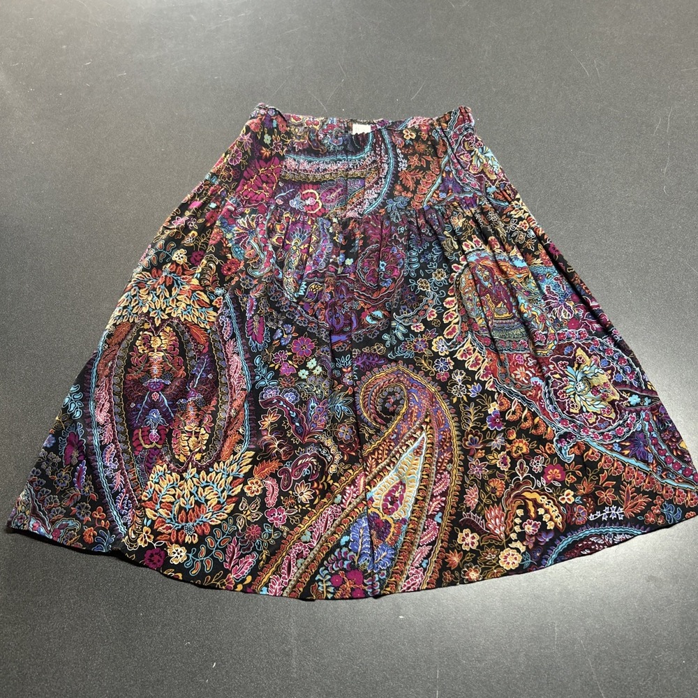 VTG Judith Michaels Skirt 70s Paisley A-Line PullOn Boho Cottagecore Coquette 11